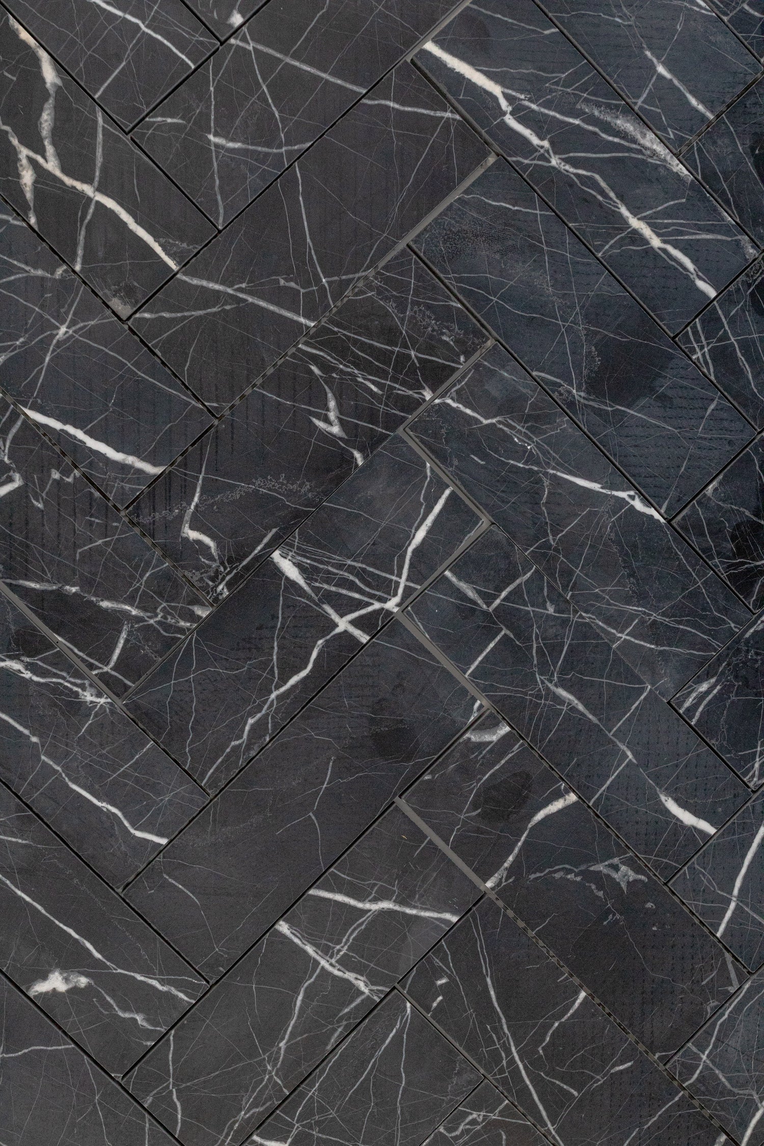 2x6 black herringbone marble tile