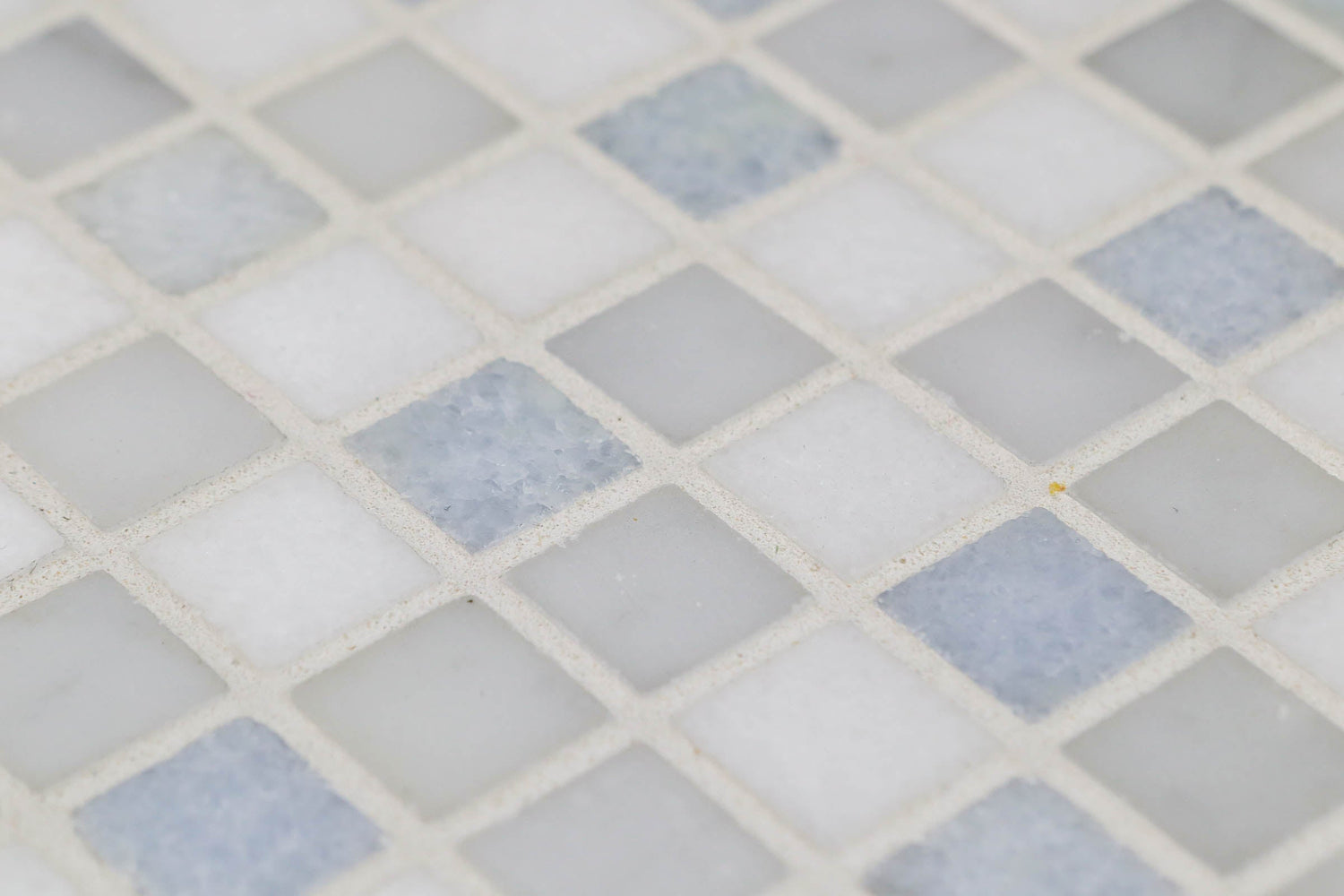 light blue, grey, and white square tiles