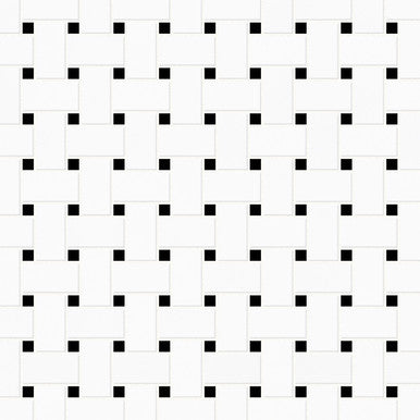 Medium Basketweave - Thassos with Jet Black Dot