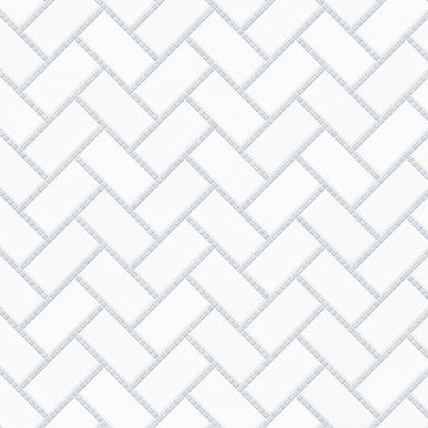 1" x 2" Herringbone - Thassos with Blue Celeste