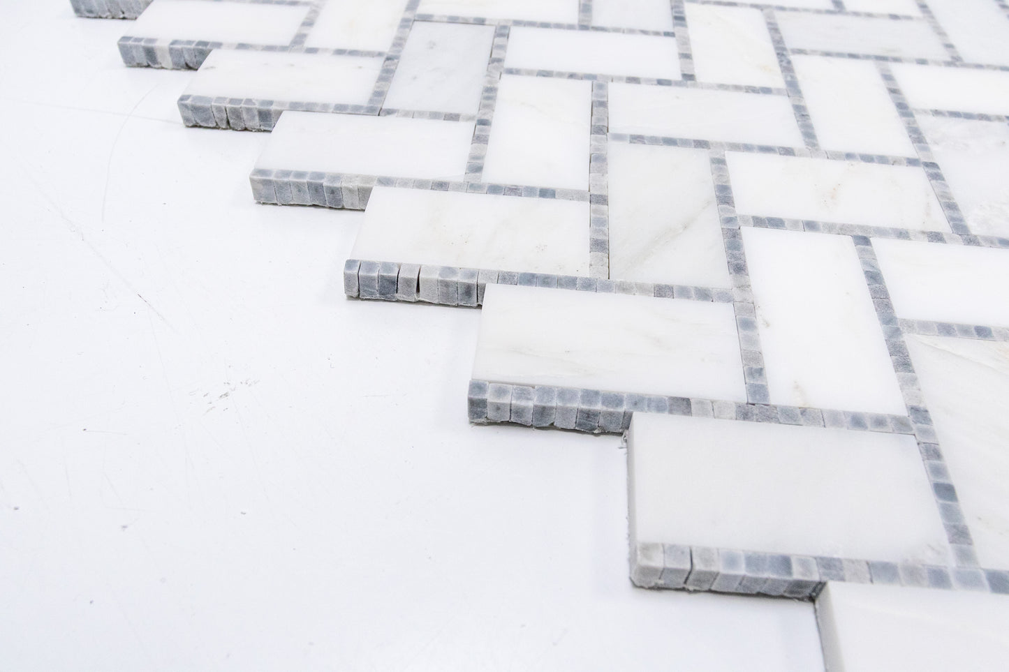 1" x 2" Herringbone - Asian Statuary with Bardiglio