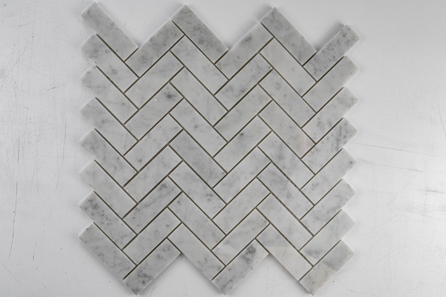 1" x 3" Herringbone - Carrara