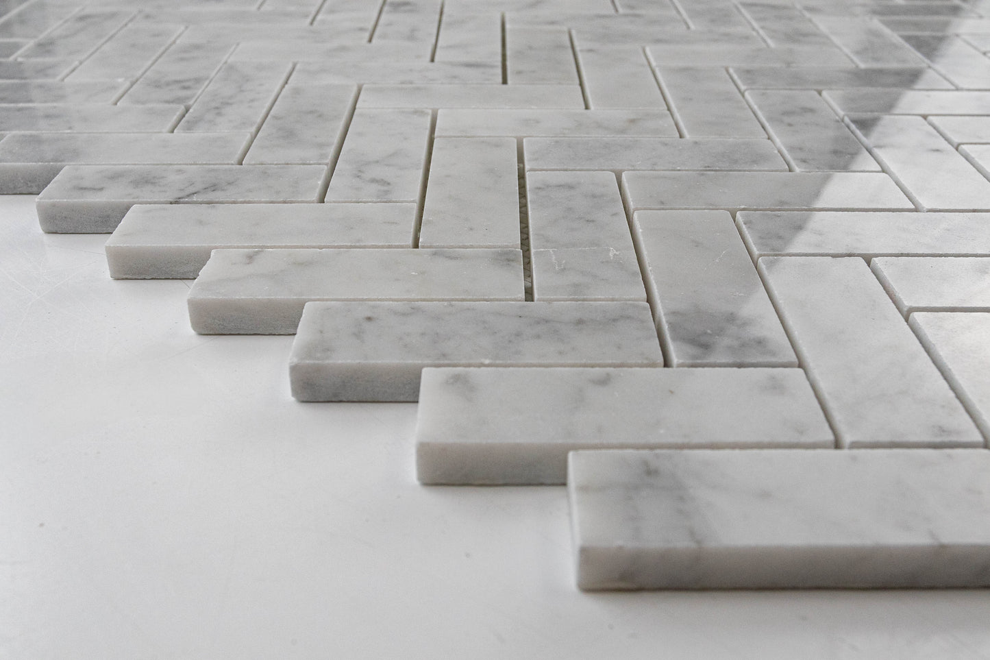 1" x 3" Herringbone - Carrara