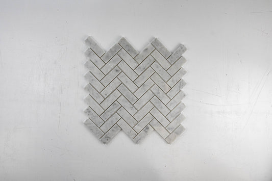1" x 3" Herringbone - Carrara