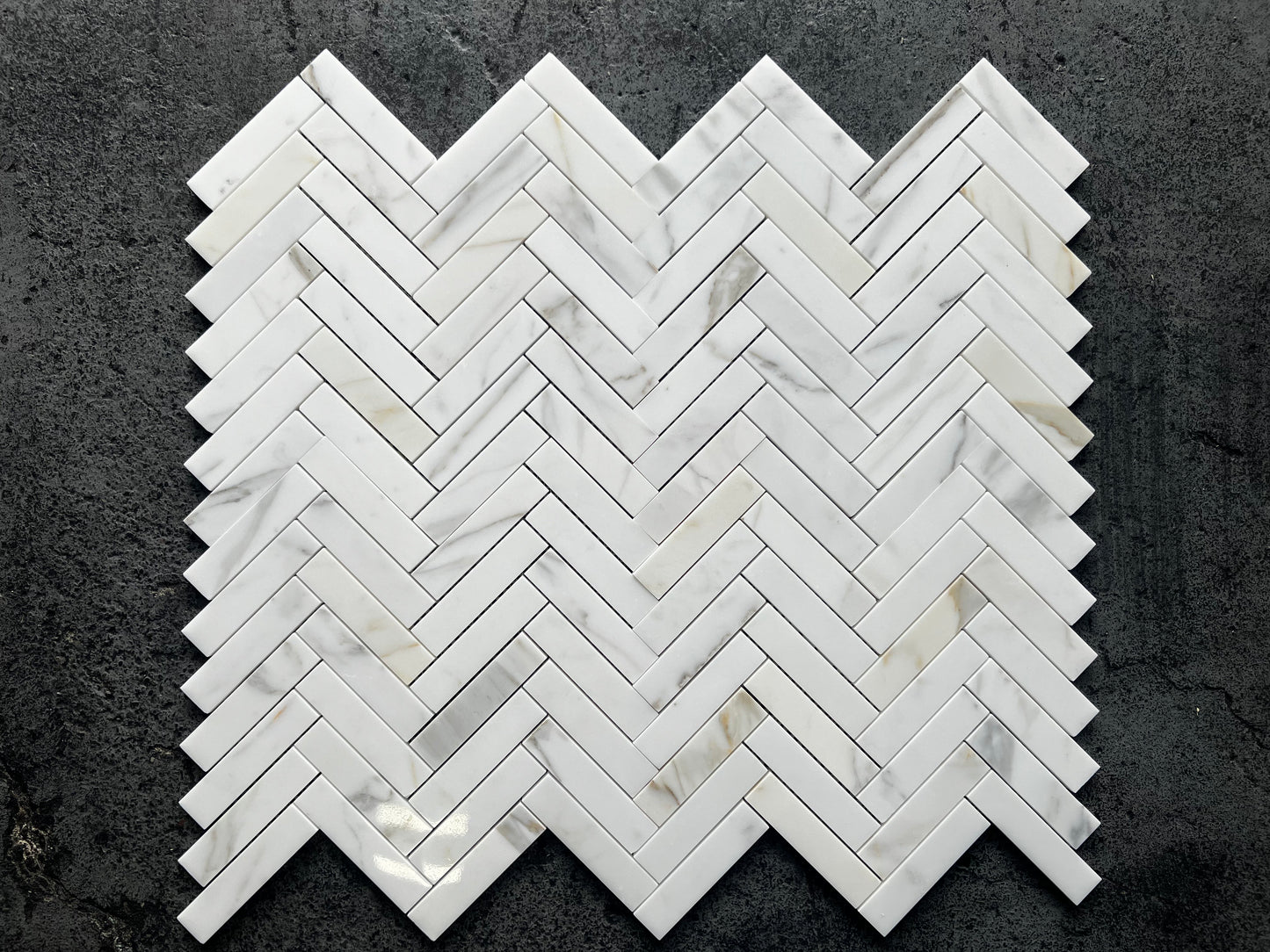 1" x 4" Herringbone - Calacatta