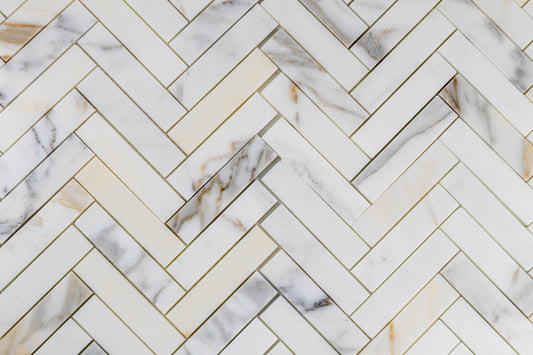 1" x 4" Herringbone - Calacatta