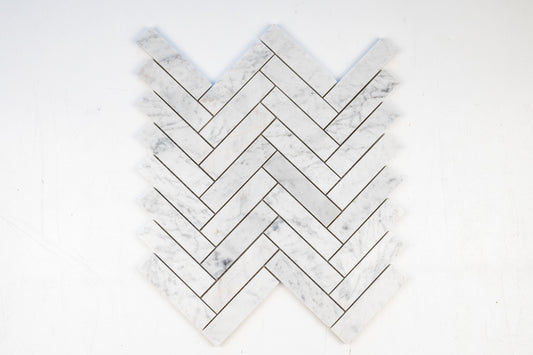 1" x 4" Herringbone - Carrara