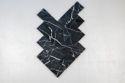 2" x 6" Herringbone - Nero Marquina