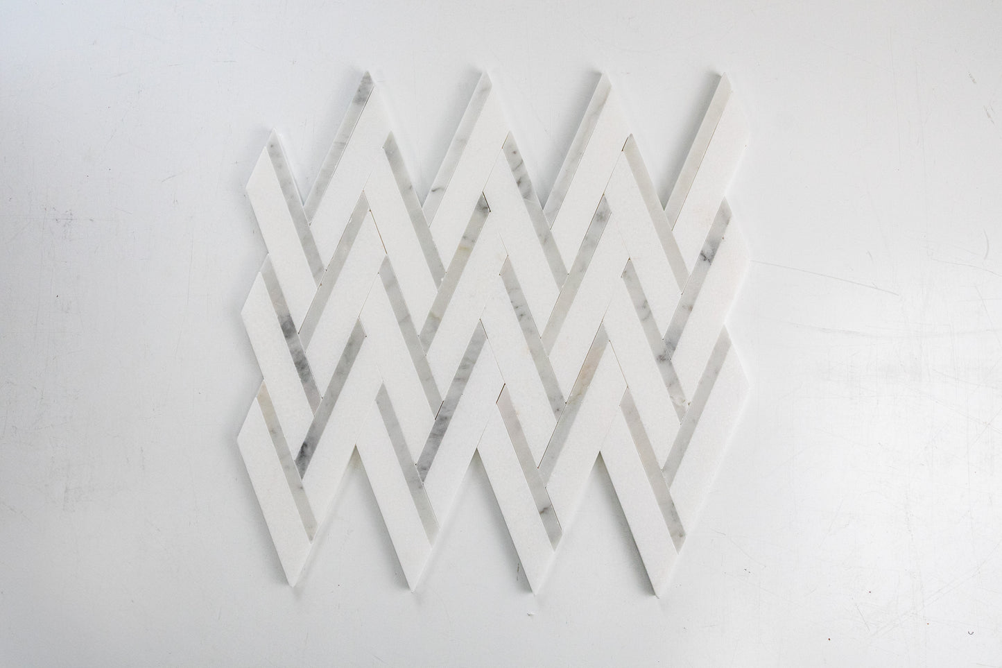 Chevron Weave - Thassos & Carrara