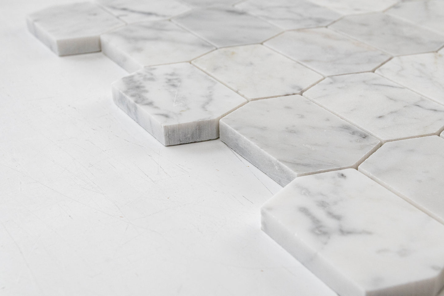 Elongated Hexagon - Carrara