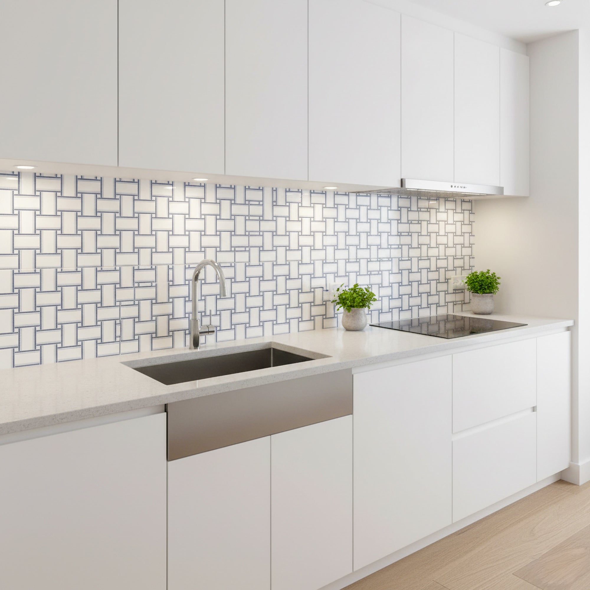 Grand Bacon - Thassos with Azul Macauba & Blue Celeste install