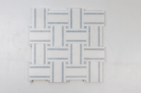 Grand Bacon - Thassos with Blue Celeste Strip