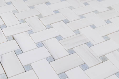 Medium Basketweave - Dolomite with Blue Celeste Dot