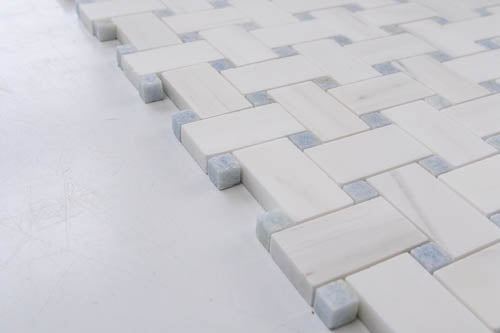 Medium Basketweave - Dolomite with Blue Celeste Dot