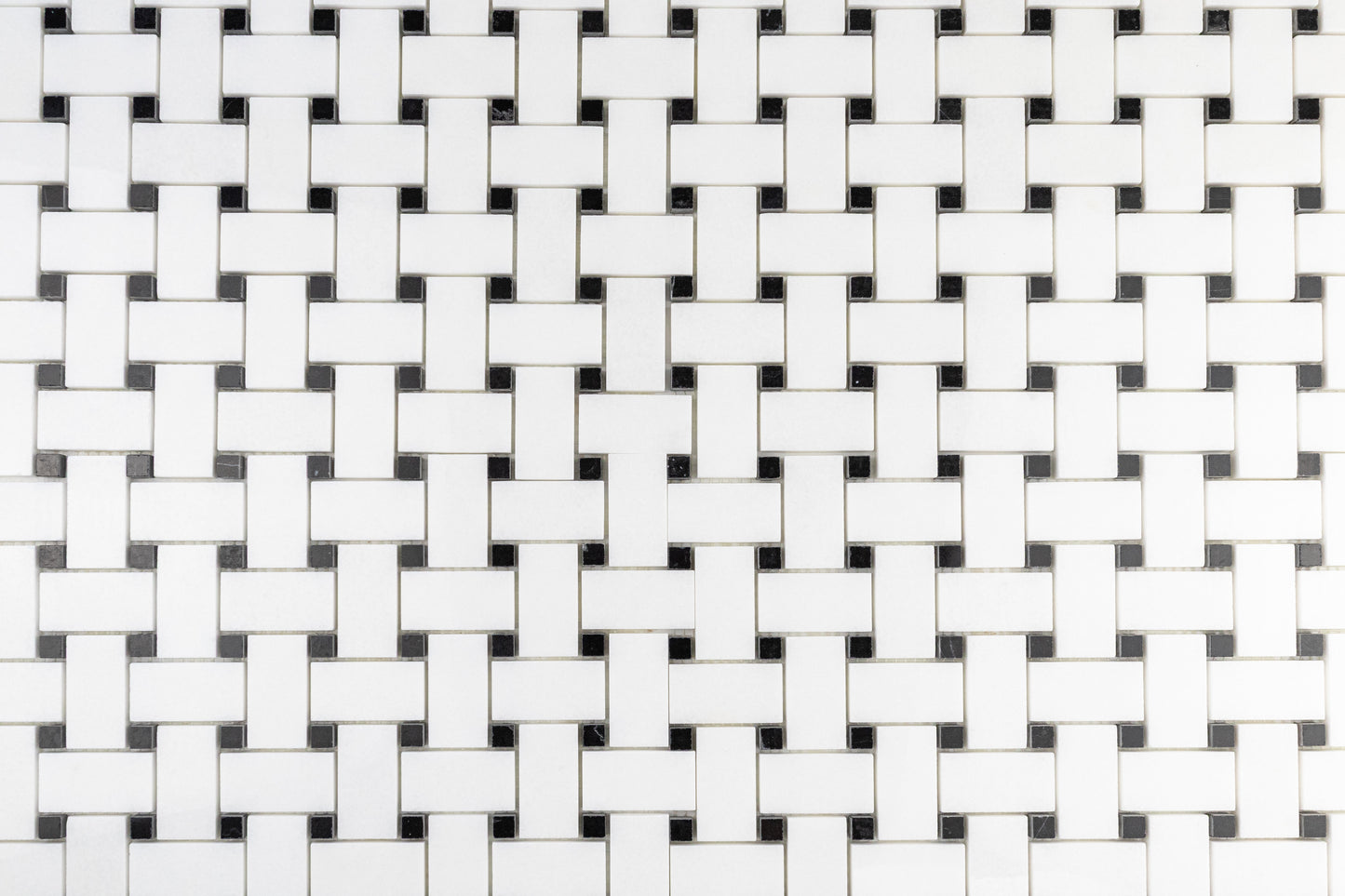 Medium Basketweave - Thassos with Jet Black Dot