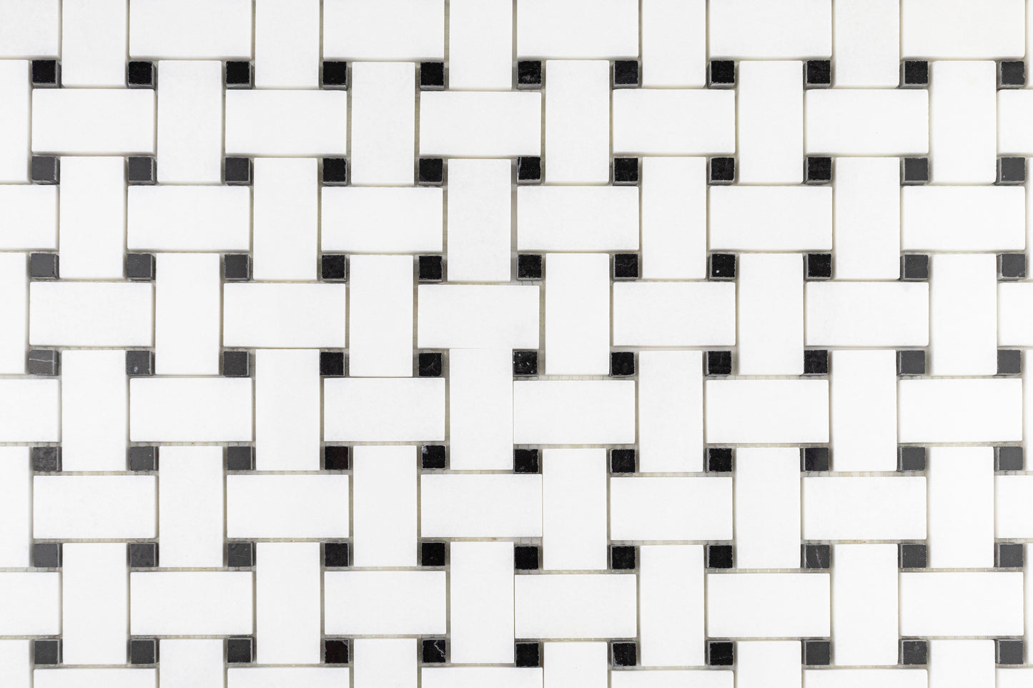Medium Basketweave - Thassos with Jet Black Dot