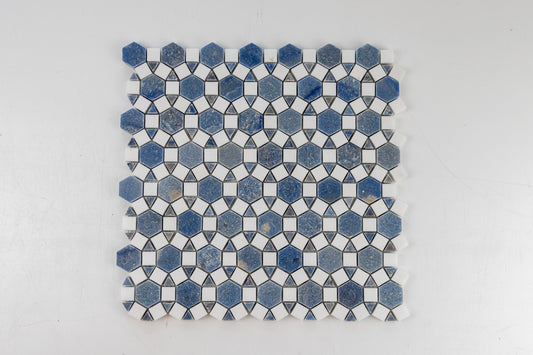 Sunflower Mosaic - Thassos & Azul Macauba