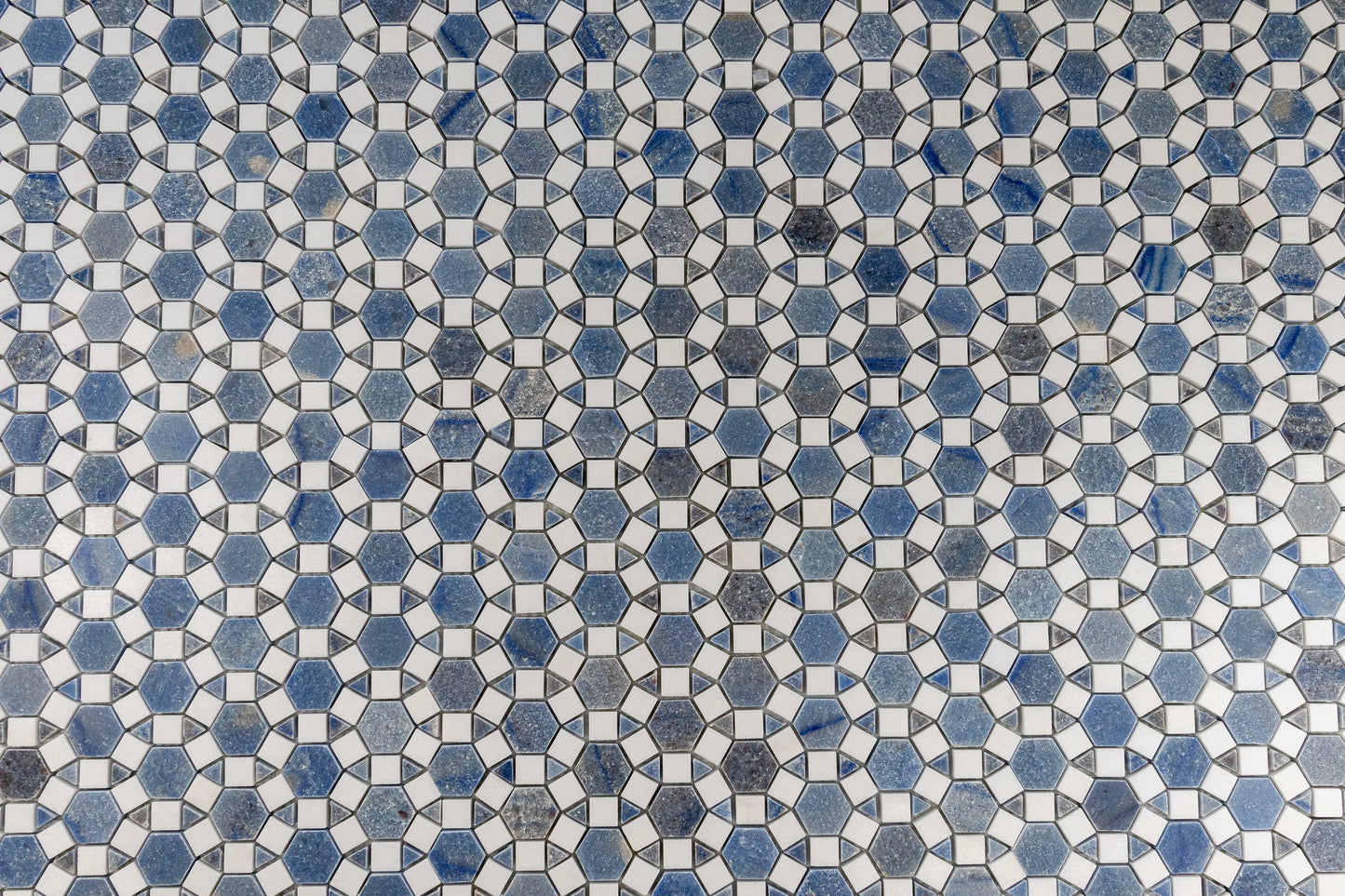 Sunflower Mosaic - Thassos & Azul Macauba
