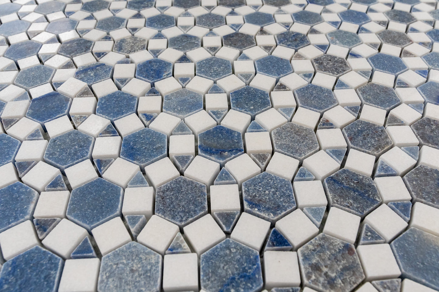 Sunflower Mosaic - Thassos & Azul Macauba