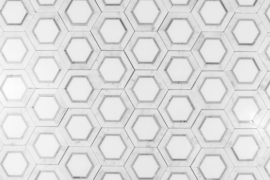 Tri-Color Hex - Carrara, Thassos, Bardiglio