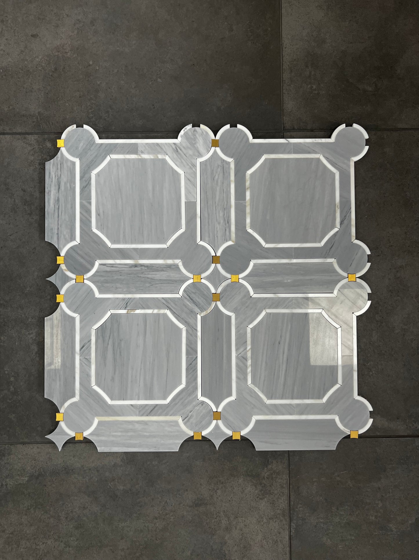 Medium Basketweave - Dolomite with Blue Celeste Dot