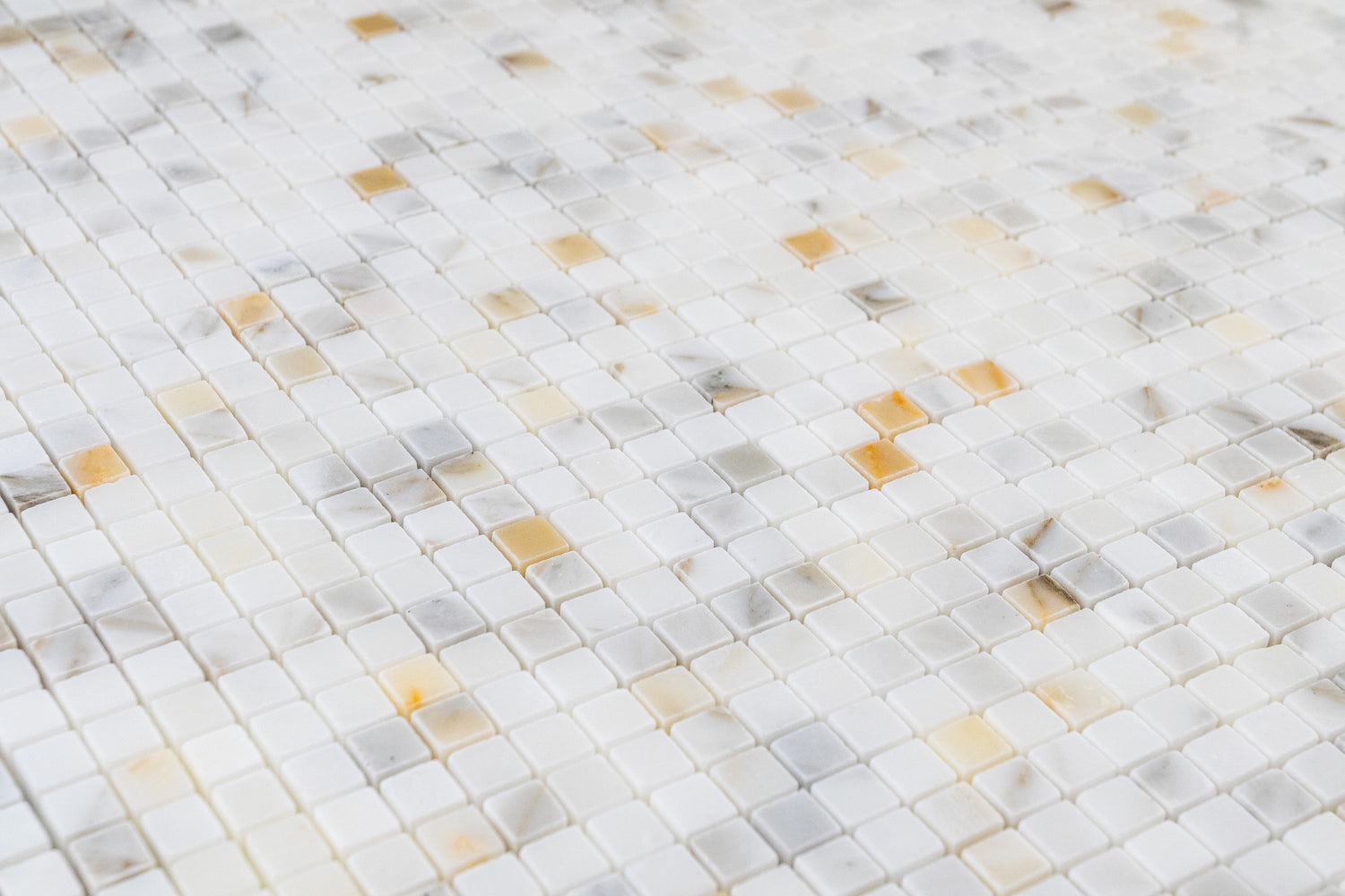 grey, white, and yellow micro square mosaics