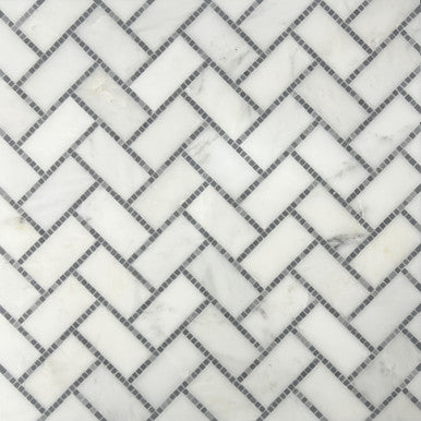 1" x 2" Herringbone - Asian Statuary with Bardiglio