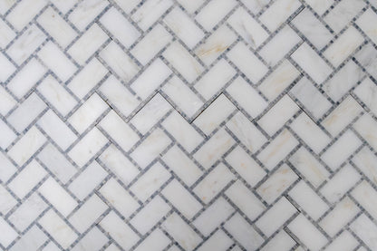 1" x 2" Herringbone - Asian Statuary with Bardiglio