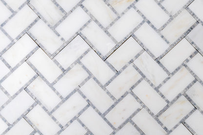 1" x 2" Herringbone - Asian Statuary with Bardiglio
