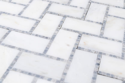 1" x 2" Herringbone - Asian Statuary with Bardiglio