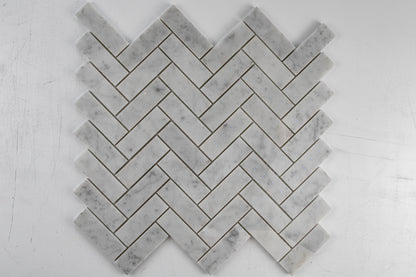 1" x 3" Herringbone - Carrara