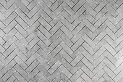 1" x 3" Herringbone - Carrara