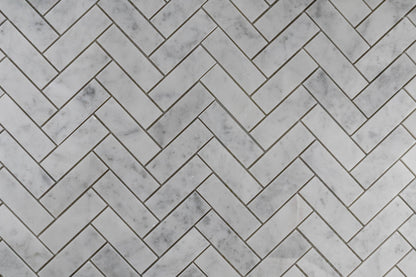1" x 3" Herringbone - Carrara