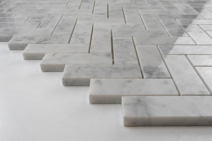 1" x 3" Herringbone - Carrara
