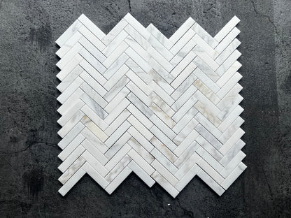 1" x 4" Herringbone - Calacatta