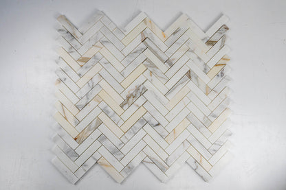 1" x 4" Herringbone - Calacatta