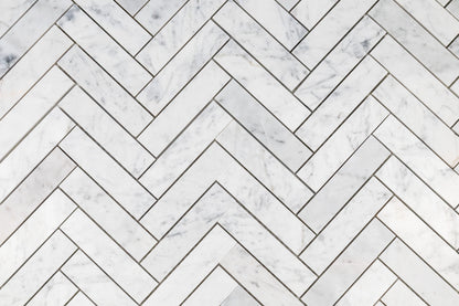 1" x 4" Herringbone - Carrara