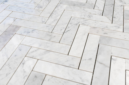 1" x 4" Herringbone - Carrara