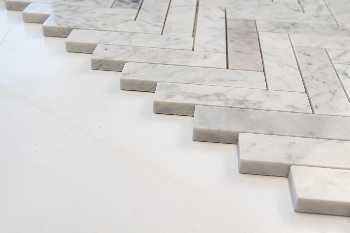 1" x 4" Herringbone - Carrara