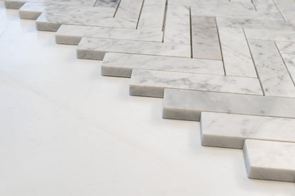 1" x 4" Herringbone - Carrara
