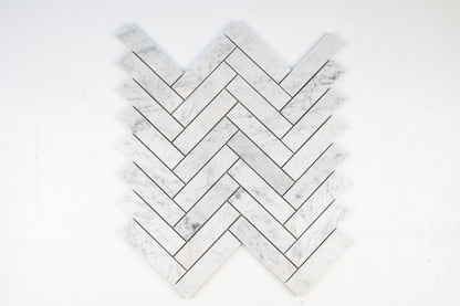 1" x 4" Herringbone - Carrara