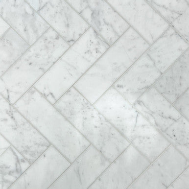 2" x 6" Herringbone - Carrara