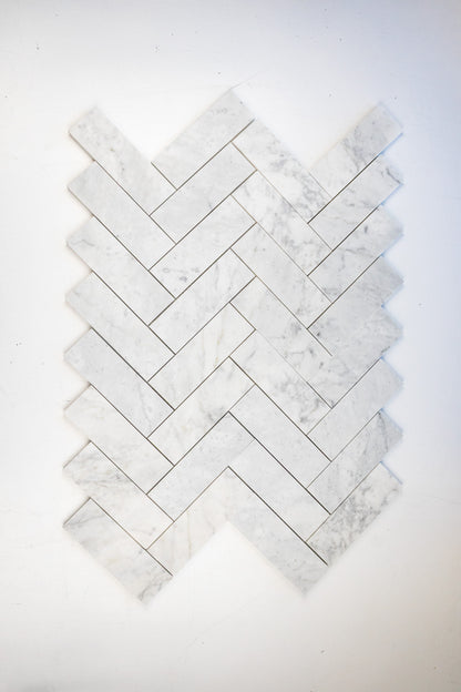 2" x 6" Herringbone - Carrara