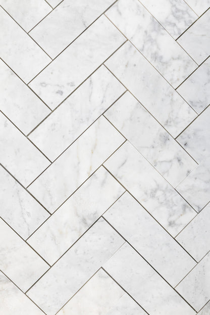 2" x 6" Herringbone - Carrara