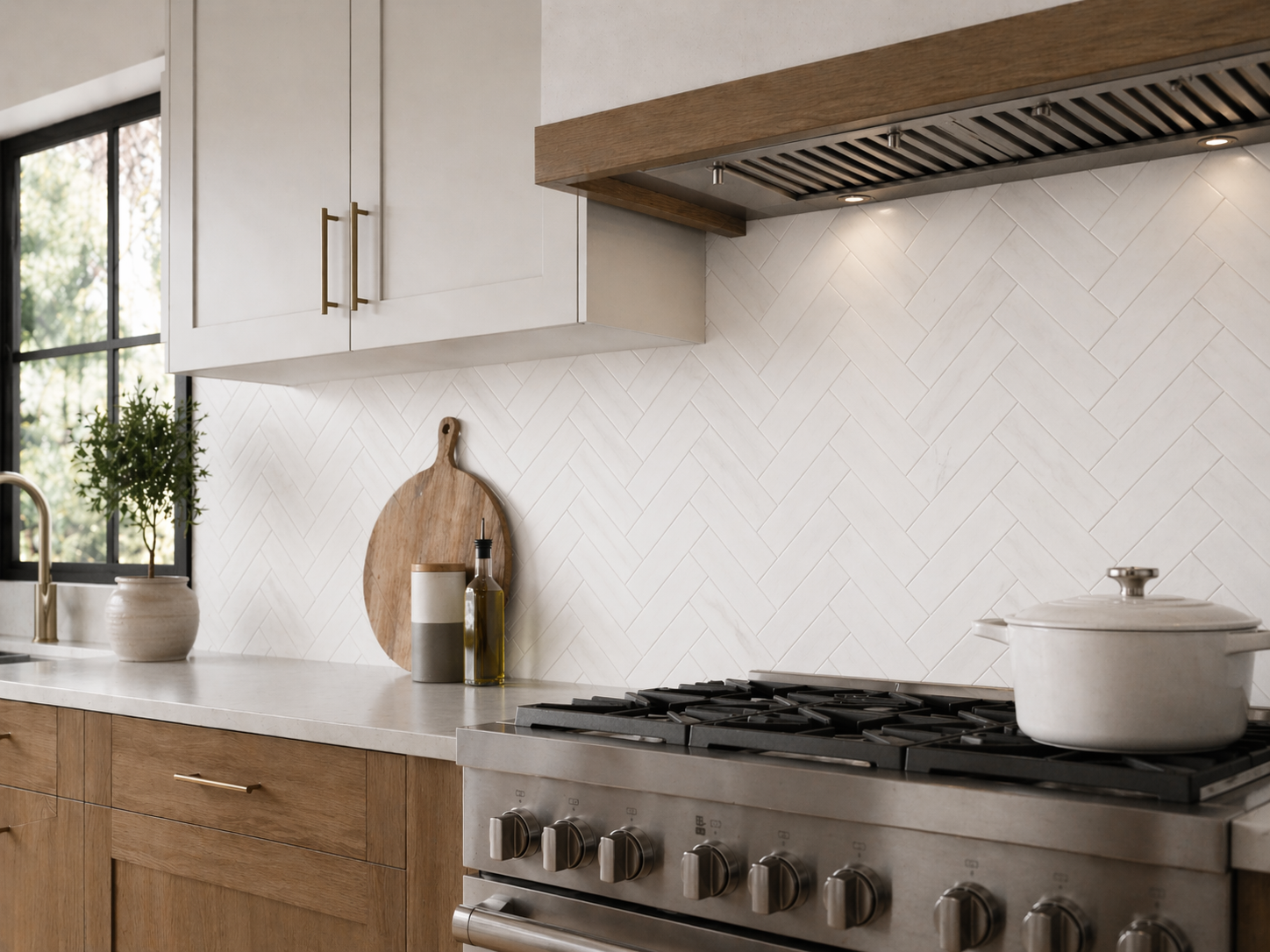 2" x 6" Herringbone - Ice Onyx install