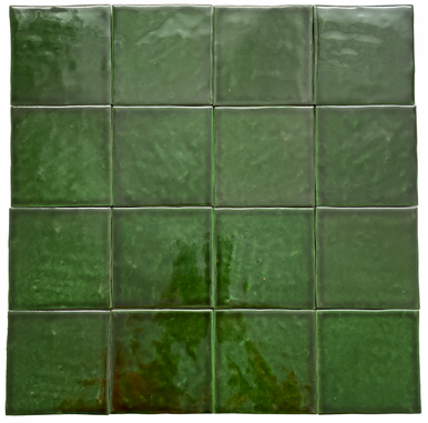 Bridgewood Ceramic Zelij 4" x 4" Verde Cobre Glossy