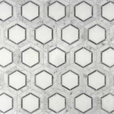 Tri-Color Hex - Carrara, Thassos, Bardiglio