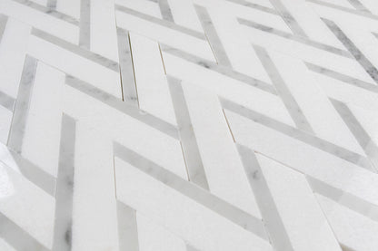 Chevron Weave - Thassos & Carrara