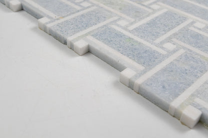 Grand Basketweave - Blue Celeste and Thassos Strips