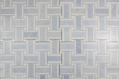 Grand Basketweave - Blue Celeste and Thassos Strips